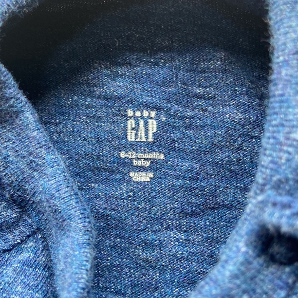 Baby GAP 6-12M Blue Heather Long sleeve 100% Cotton Sweatshirt Romper - Picture 5 of 11